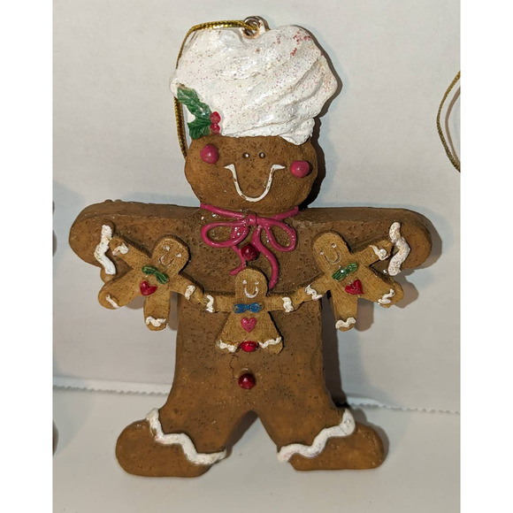 Lot 4 Vintage Carved Resin Snowman Christmas Holiday Ornaments 5" x 4" - Picture 4 of 7